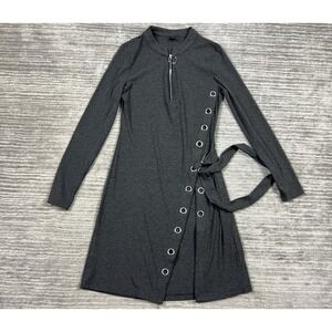 Emery Rose Dress Womens Medium Gray Long Sleeve Knee Length‎ Polyester Blend